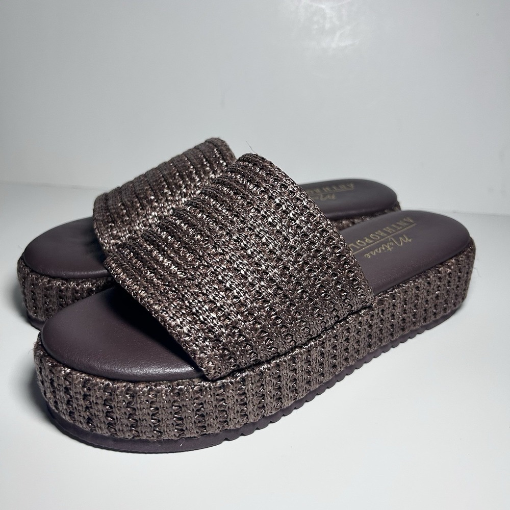 Y2K Matisse Montego By Anthropologie Brown Platform Slides Women's 7M - Picture 2 of 6
